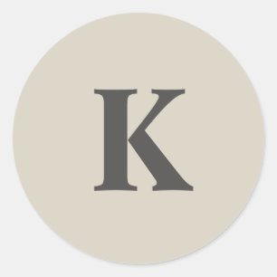 Cute grey Monogrammed Classic Round Sticker