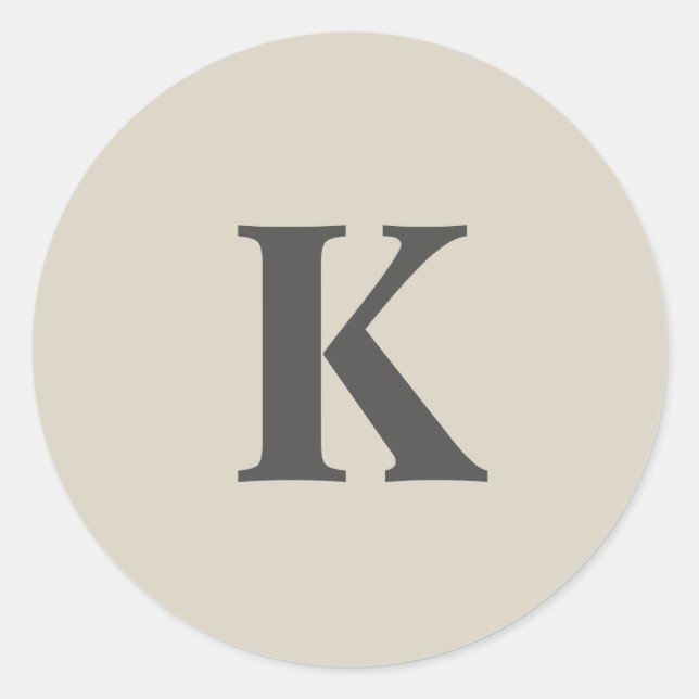 Cute grey Monogrammed Classic Round Sticker (Front)