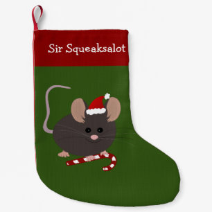 Cute Grey Mouse Christmas Stocking