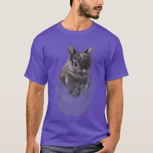 , Cute Grey Netherland Dwarf Bunny in Pocket, Rabb T-Shirt