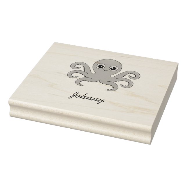 Cute grey octopus rubber stamp (Stamp)