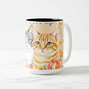 Cute Grey & Orange Tabby Cat Lovers Design Two-Tone Coffee Mug