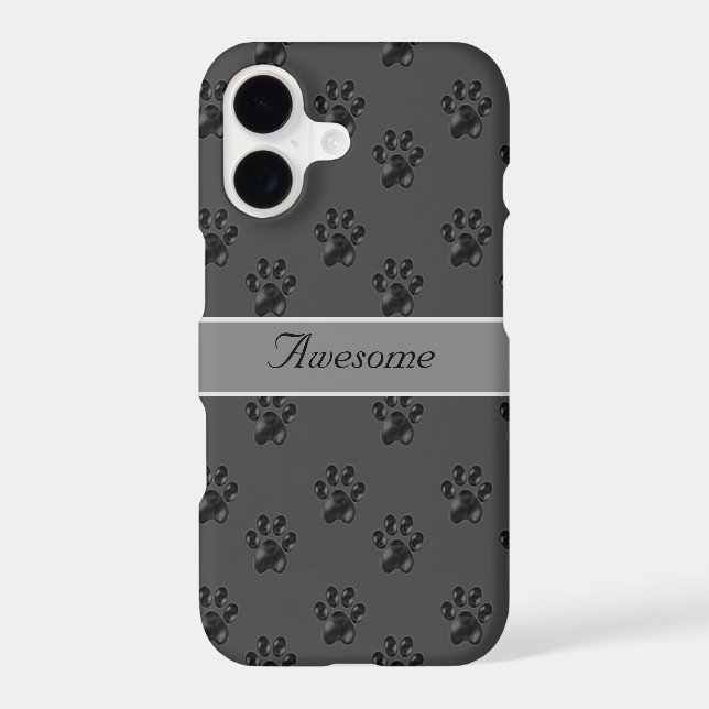 Cute grey paw pattern and calligraphy (Back)