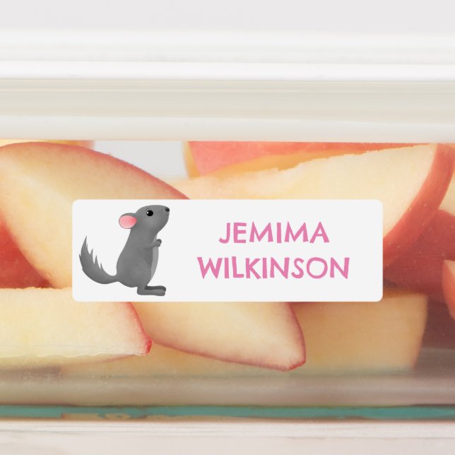 Cute grey personalised chinchilla cartoon school (Affixed)