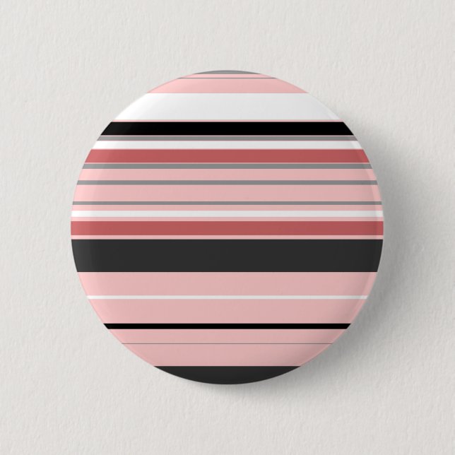 Cute grey pink stripes 6 cm round badge (Front)