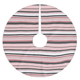Cute grey pink stripes brushed polyester tree skirt