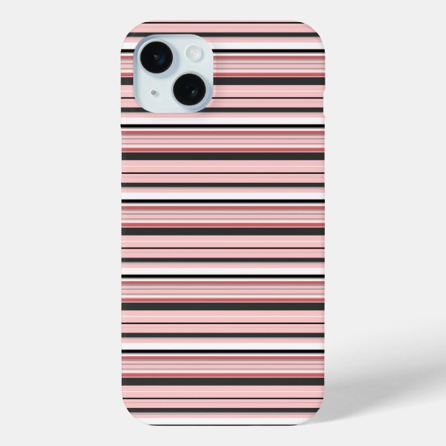 Cute grey pink stripes Case-Mate iPhone case (Back)