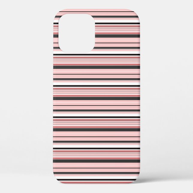 Cute grey pink stripes Case-Mate iPhone case (Back)