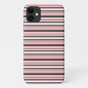 Cute grey pink stripes iPhone 11 case