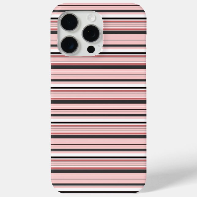 Cute grey pink stripes Case-Mate iPhone case (Back)