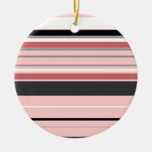 Cute grey pink stripes ceramic ornament