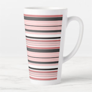 Cute grey pink stripes latte mug