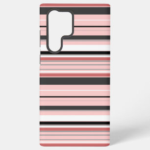 Cute grey pink stripes samsung galaxy case
