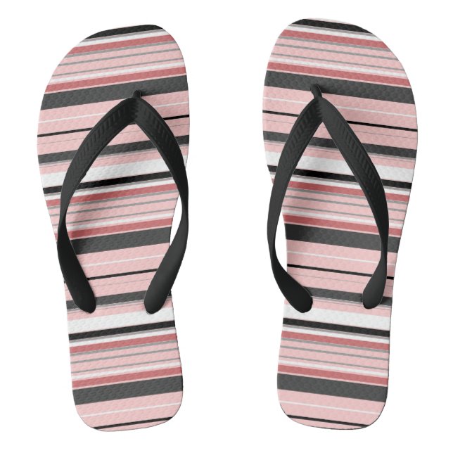 Cute grey pink stripes thongs (Footbed)