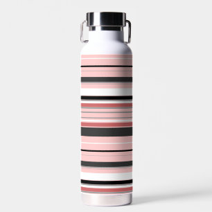 Cute grey pink stripes water bottle