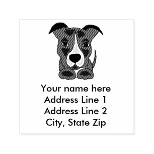 Cute Grey Pitbull Puppy Address Stamp