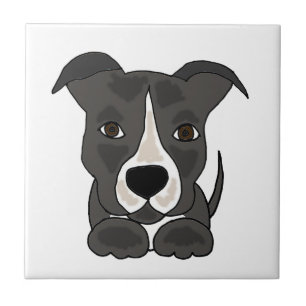 Cute Grey Pitbull Puppy Dog Tile