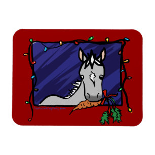 Cute Grey Pony Christmas Magnet