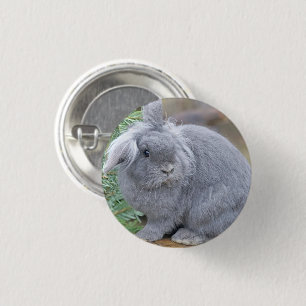 Cute grey rabbit 3 cm round badge