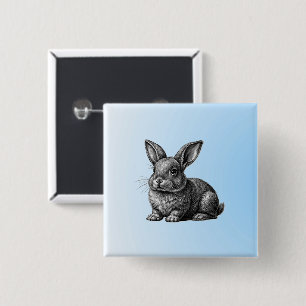 Cute Grey Rabbit against a Blue Sky 15 Cm Square Badge