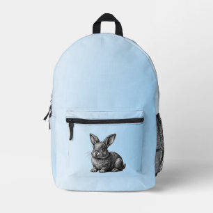Cute Grey Rabbit against a Blue Sky Printed Backpack