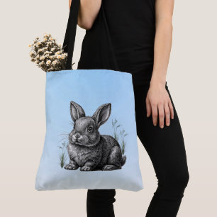 Cute Grey Rabbit against a Blue Sky Tote Bag