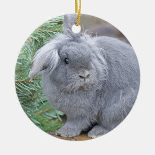 Cute grey rabbit   ceramic ornament