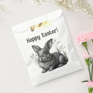 Cute Grey Rabbit Happy Easter Favour Bag