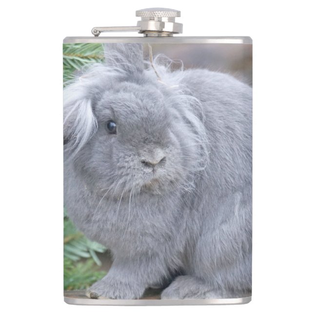 Cute grey rabbit    hip flask (Front)