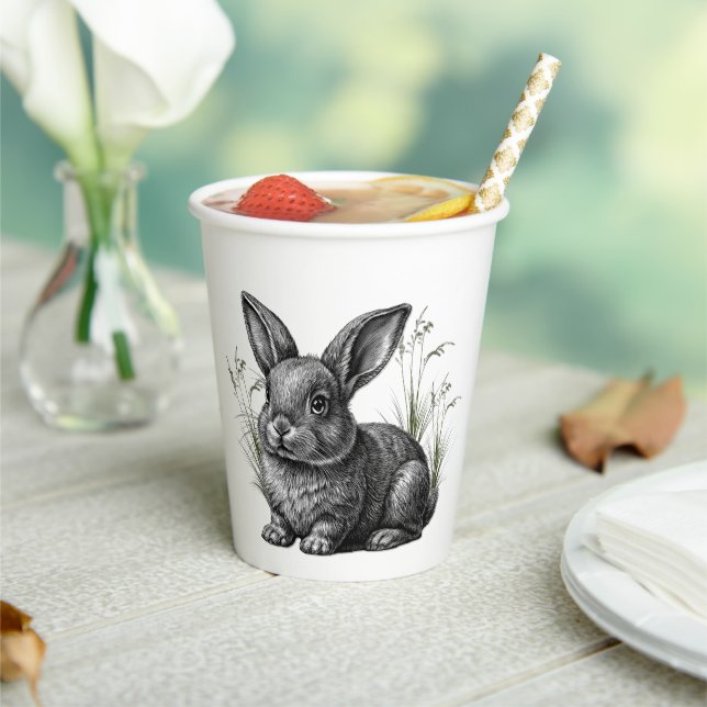 Cute Grey Rabbit  Paper Cups (Insitu)