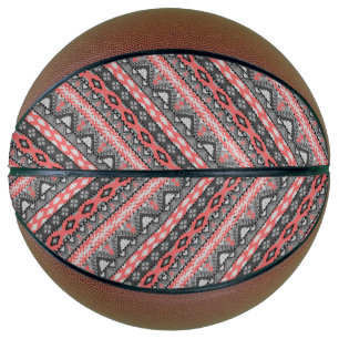 Cute grey red aztec pattern design basketball