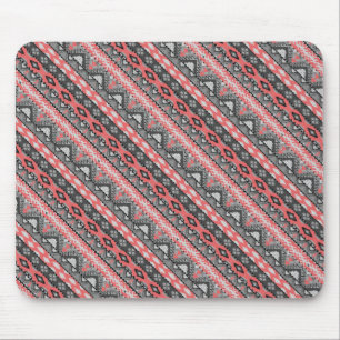 Cute grey red aztec pattern design mouse pad
