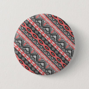 Cute grey red aztec pattern design neck tie 6 cm round badge