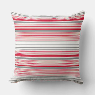 Cute grey red stripes cushion