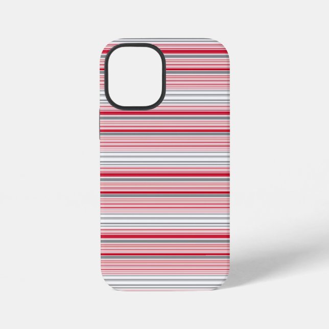 Cute grey red stripes iPhone case (Back)
