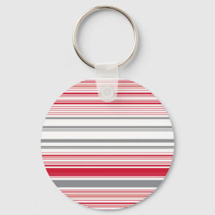 Cute grey red stripes key ring
