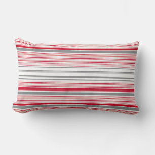 Cute grey red stripes lumbar cushion