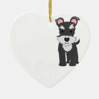 Cute grey schnauzer puppy ceramic ornament