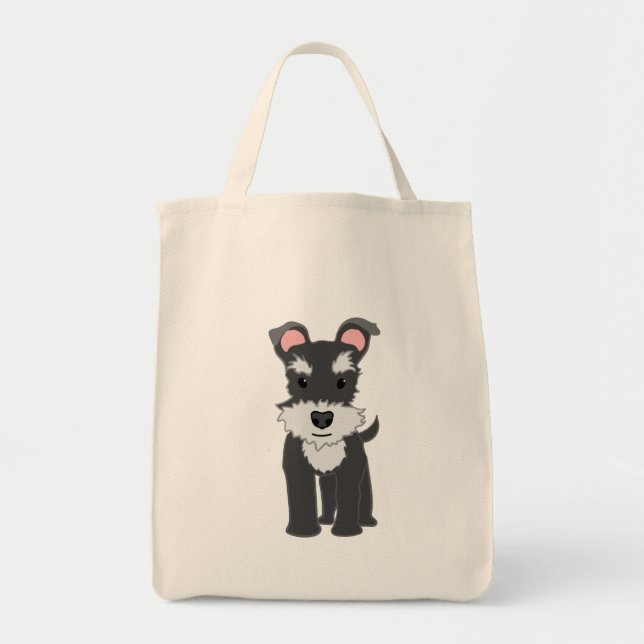 Cute grey schnauzer puppy tote bag (Front)