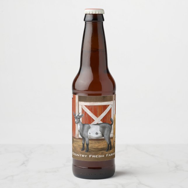 Cute Grey Spotted Goat Beer Bottle Label (Front)