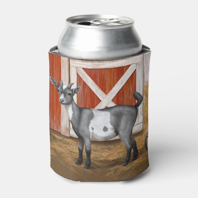Cute Grey Spotted Goat Can Cooler (Can Front)