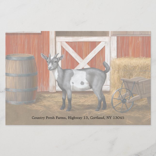 Cute Grey Spotted Goat Stationery (Front)
