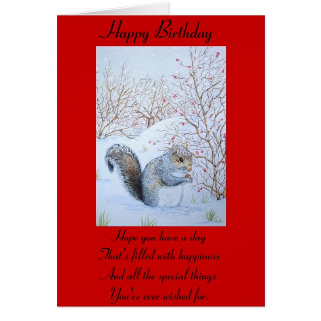cute grey squirrel snow scene wildlife  (Front)