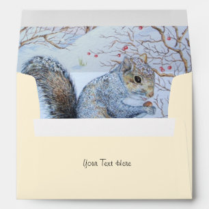 cute grey squirrel snow scene wildlife envelopes