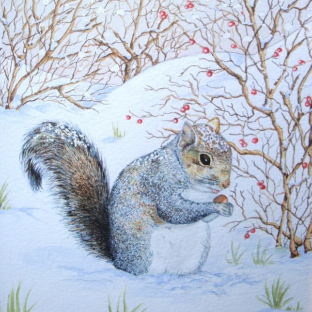 cute grey squirrel snow scene wildlife metal tree decoration (Creator Uploaded)