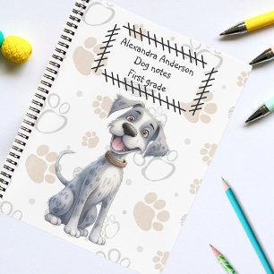 Cute Grey Storybook Puppy on Paws Pattern  Notebook