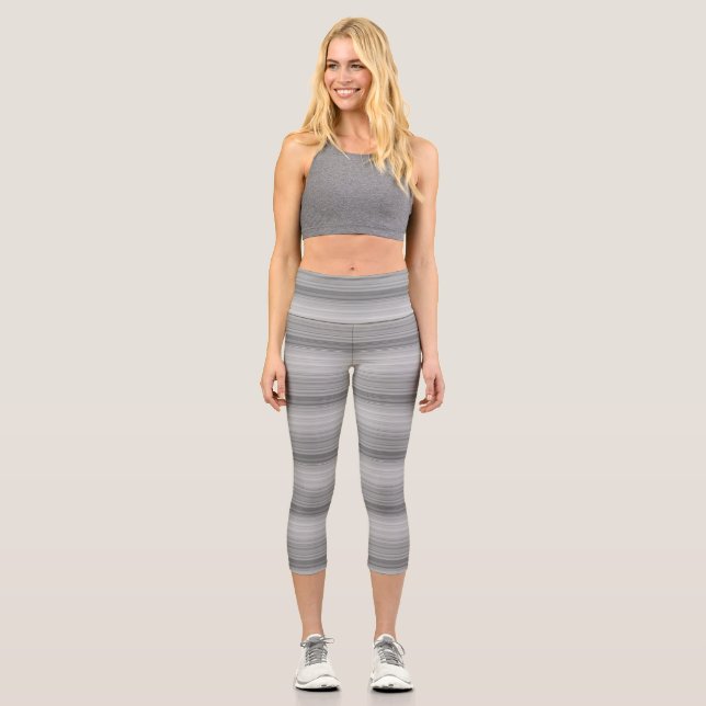 Cute grey stripes capri leggings (Front)