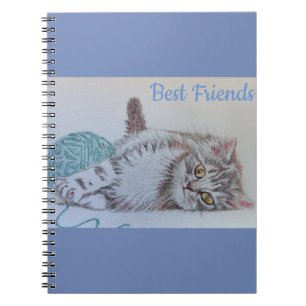 Cute Grey Tabby Cat Kitten Best Friends Notebook