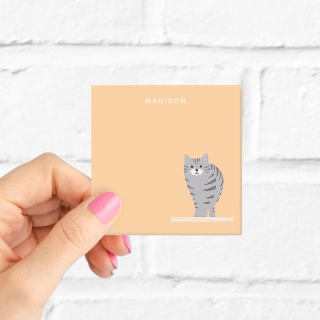 Cute Grey Tabby Cat Orange Notes with Name (Creator Uploaded)
