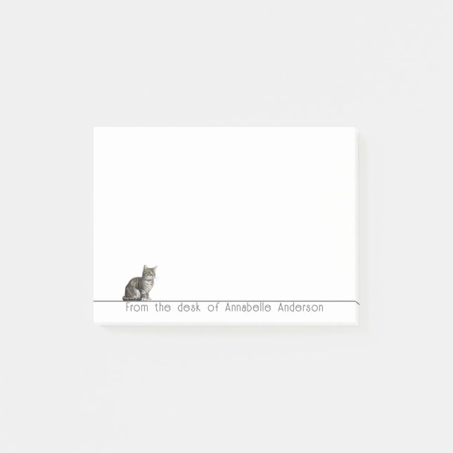 Cute Grey Tabby Cat Personalise Notes (Front)